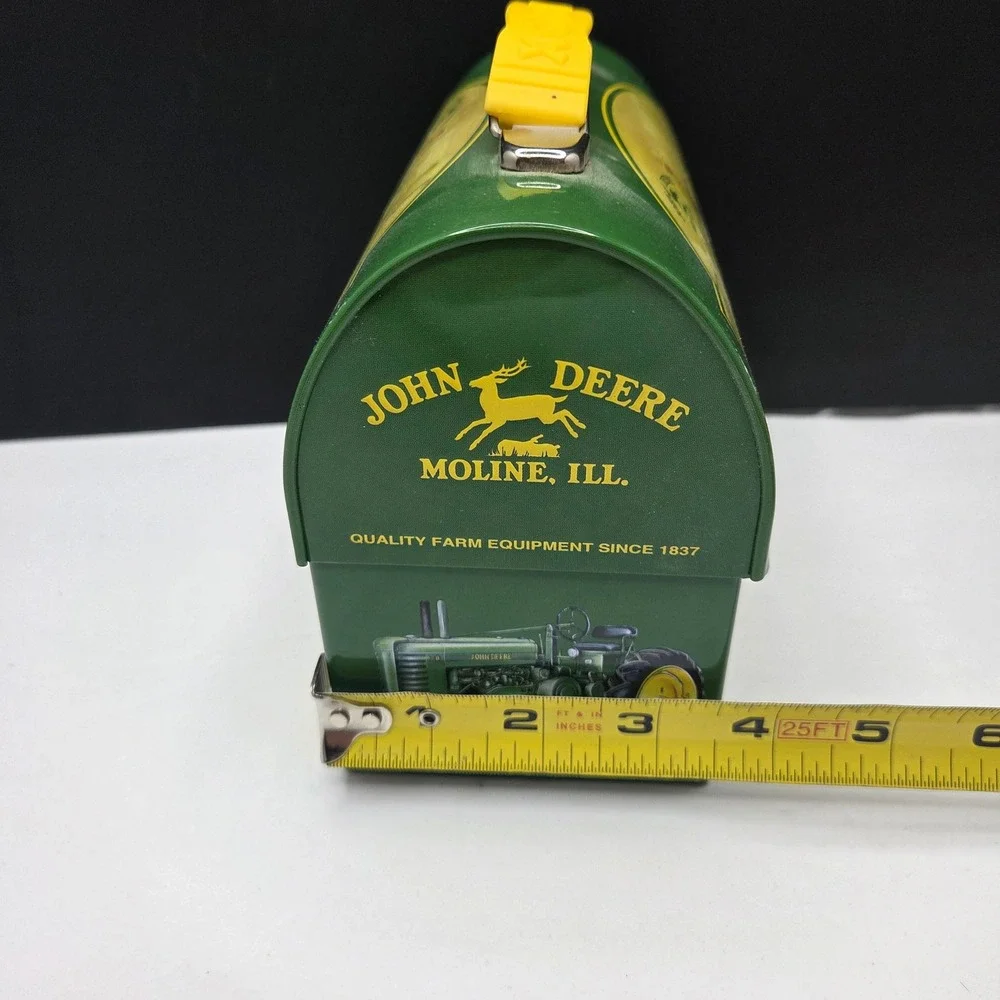 John Deere Lunch Box Tin Box Co Dome Top Green Yellow Tractor Farm Decor Small